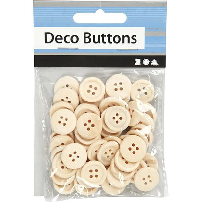 Wooden Natural Buttons 15-35 mm - 2-4 Hole Round Shaped Buttons Sewing Craft
