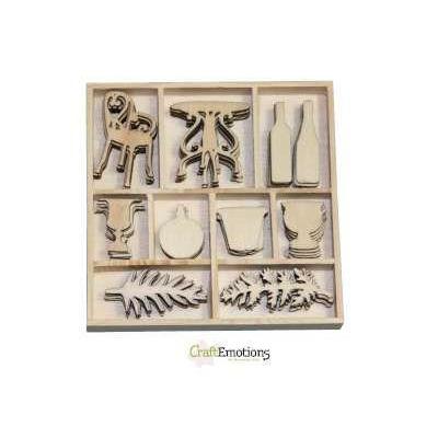 Wooden Ornament Decorations Embellishments Toppers 10 x Assorted Design Romantic Provence Terrace - Home - Crafts