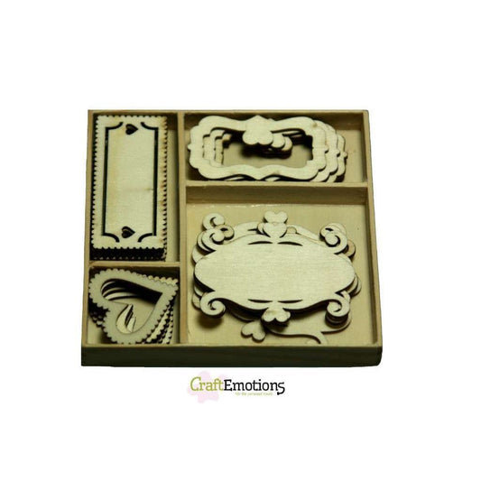 Wooden Ornament Decorations Embellishments Toppers 4 x Assorted Design Fantasy Frames - Home - Crafts