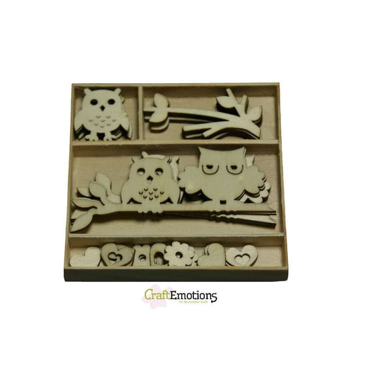 Wooden Ornament Decorations Embellishments Toppers 6 x Assorted Design Owls - Home - Crafts