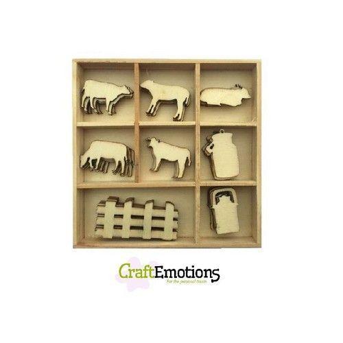 Wooden Ornament Decorations Embellishments Toppers 8 x Assorted Design Cows - Home - Crafts