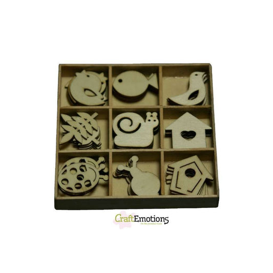 Wooden Ornament Decorations Embellishments Toppers 9 x Assorted Design Fishes Squirrels Leaves Butterfly Tortois Birds Houses Garden No 2 - Home - Crafts