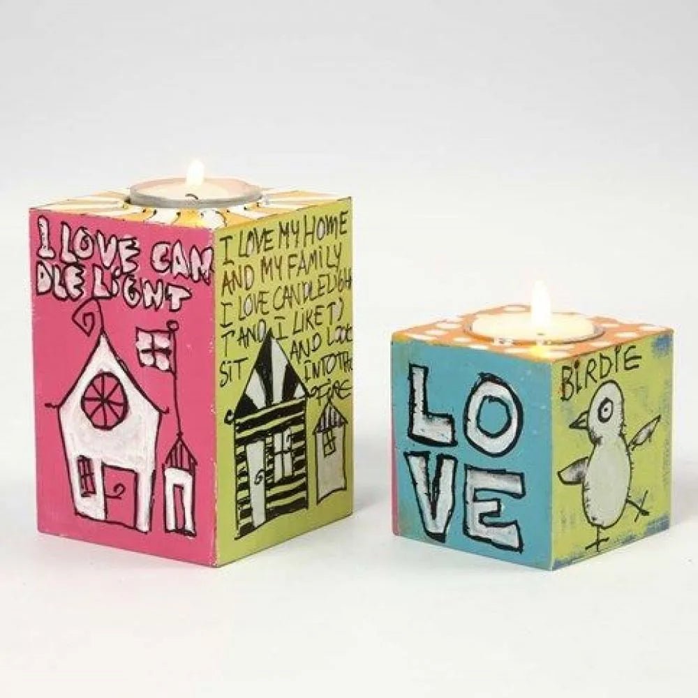 Wooden Square Tealight Metal Candle Holder Home Furnishings Decorations Crafts 7x7x10 cm - Home - Crafts