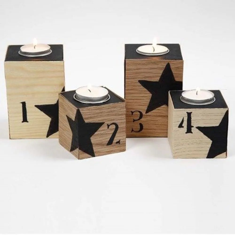 Wooden Square Tealight Metal Candle Holder Home Furnishings Decorations Crafts 7x7x10 cm - Home - Crafts