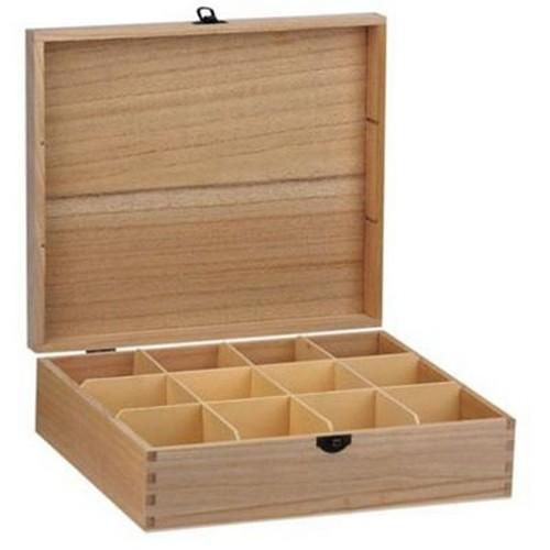 Wooden Box With 12 Compartment Teabag Storage Personalise and Decorate