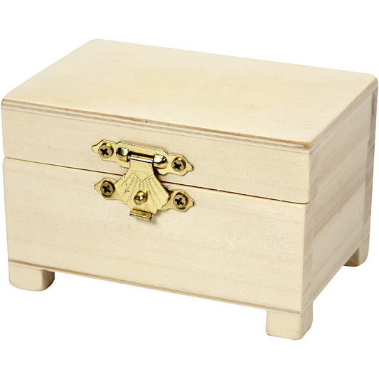 Wooden Treasure Chest Storage Box With Metal Clasp Decoration Crafts 6x9x6 cm - Home - Crafts
