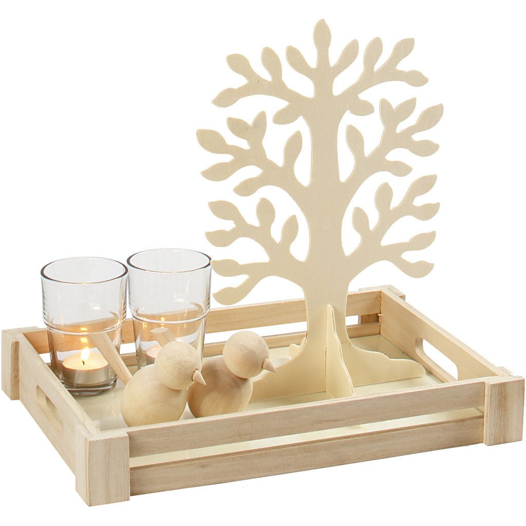 Wooden Tree With Big Crown Crossfoot Decoration Crafts 30x21.5 cm - Home - Crafts