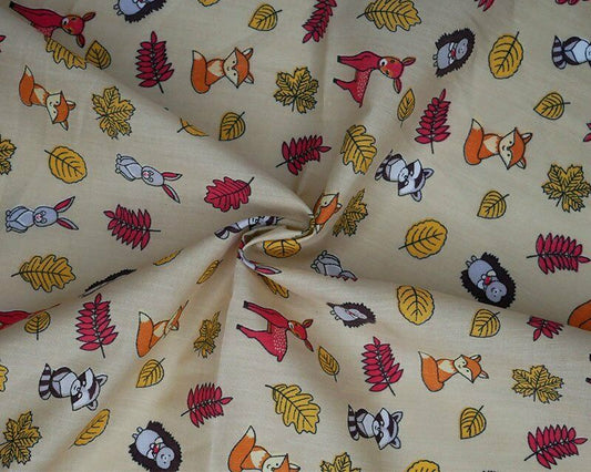 Woodland Animals Polycotton Children Fabric - Home - Crafts