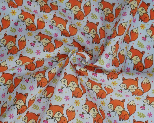 Woodland Foxes Cream Polycotton Children Fabric Choose Size - Home - Crafts