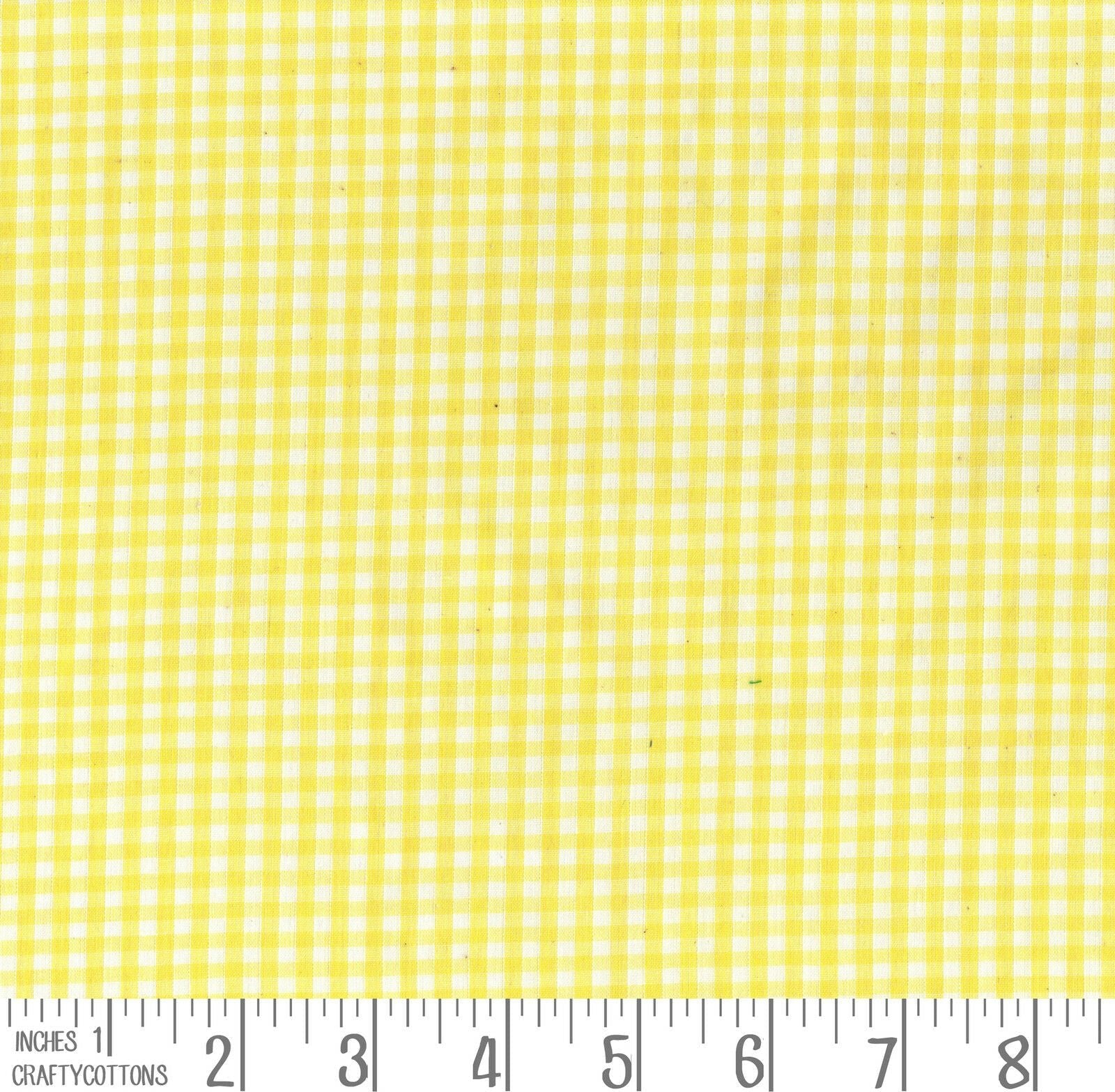 Yellow Gingham Polycotton 1/8" Checked Fabric Select Size 112cm Wide - Home - Crafts