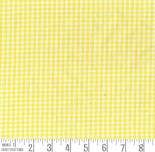 Yellow Gingham Polycotton 1/8" Checked Fabric Select Size 112cm Wide - Home - Crafts