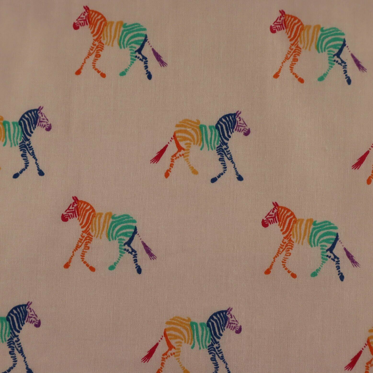 Zebra Rainbow Beige Polycotton Children Fabric Sold By Half Metre - Home - Crafts